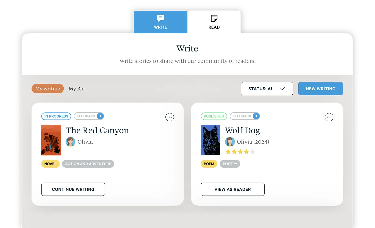 screenshot of a ZunTold Storyteller user interface elements